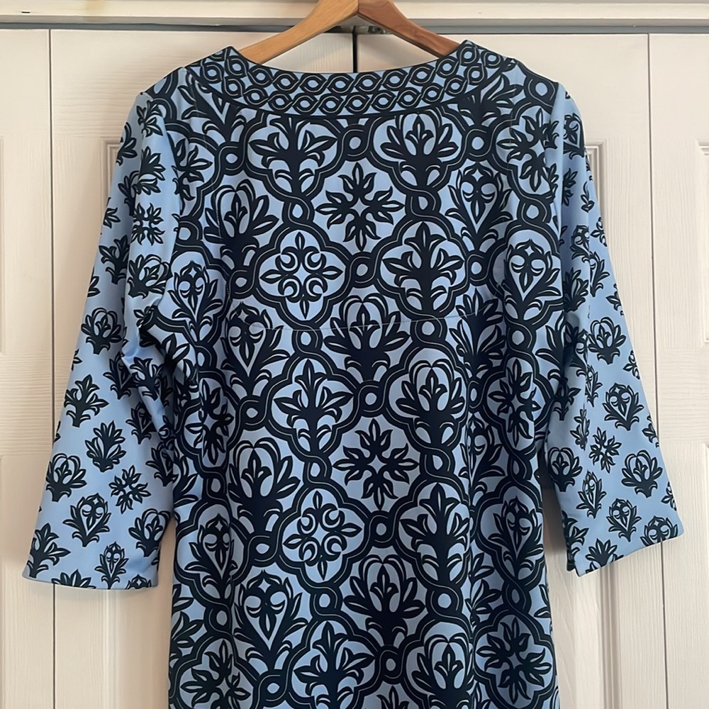 Gretchen Scott Designs Blue and Black Patterned Dress - Picture 7 of 14